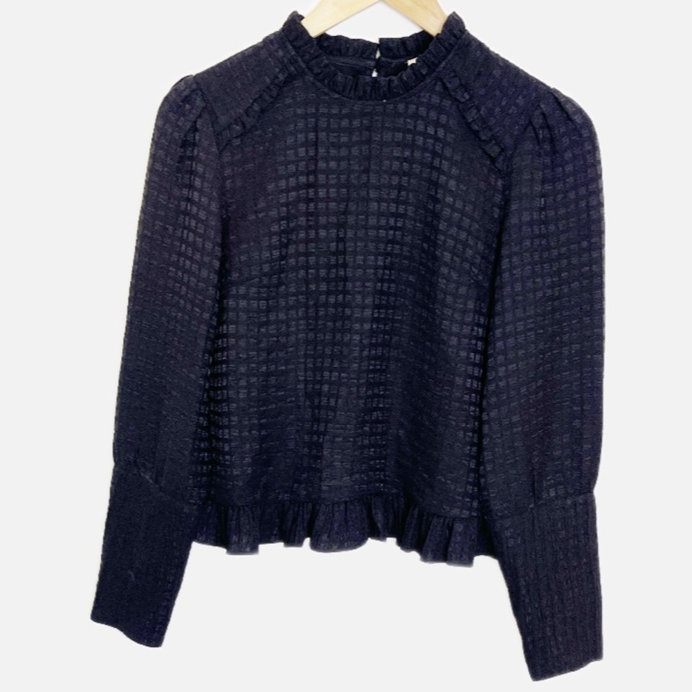 The Korner High Neck windowpane blouse XS